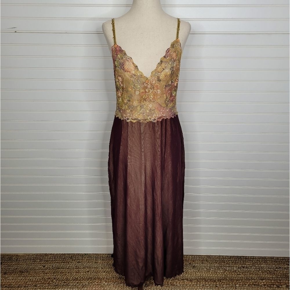 Michal Negrin Lace Chemise Nightgown Brown Large
